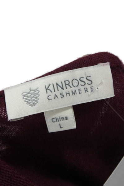 Kinross Cashmere Women Purple V-Neck Cardigan 3/4 Sleeve Size L