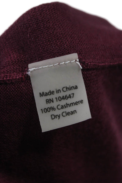 Kinross Cashmere Women Purple V-Neck Cardigan 3/4 Sleeve Size L