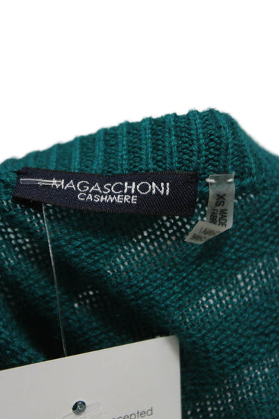 Magaschoni Womens Cardigan Cashmere Green Round Neck Long Sleeve Size XS