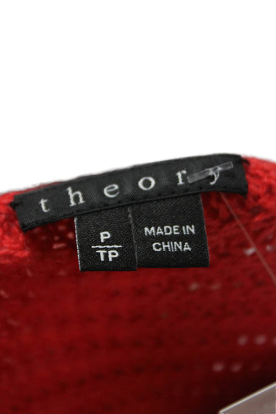 Theory Womens Cashmere Boat Neck Pullover Sweater Red Long Sleeve Petite Size S