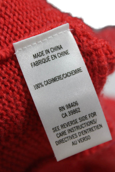 Theory Womens Cashmere Boat Neck Pullover Sweater Red Long Sleeve Petite Size S