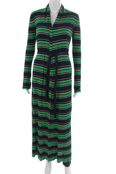 L'Agence Womens Maxi Dress Multicolor V Neck Long Sleeve Tie Rayon Size XS