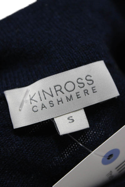 Kinross Cashmere Womens Pullover Sweater Blue Mock Neck 3/4 Sleeve Size S