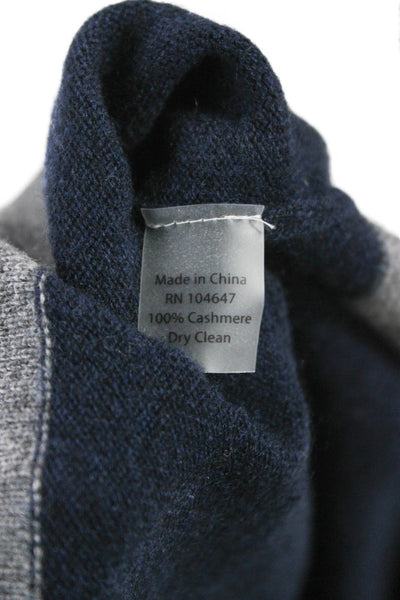 Kinross Cashmere Womens Pullover Sweater Blue Mock Neck 3/4 Sleeve Size S
