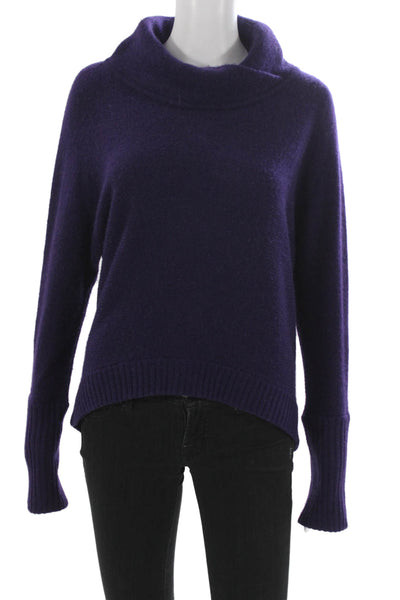 Kinross Cashmere Women Purple Pullover Sweater Cowl Neck Long Sleeve Size S