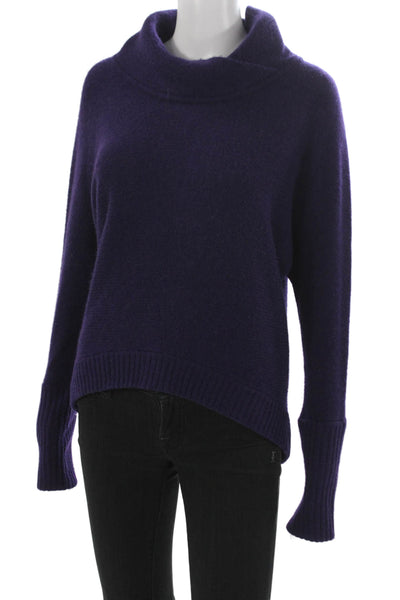 Kinross Cashmere Women Purple Pullover Sweater Cowl Neck Long Sleeve Size S
