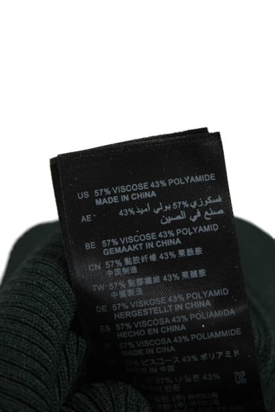 Sandro Women Basic V-Neck Long Sleeve Green T-Shirt Size 2