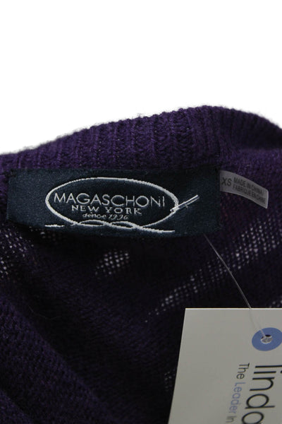 Magaschoni Women Cashmere Boat Neck Geometric Pullover Purple Size XS