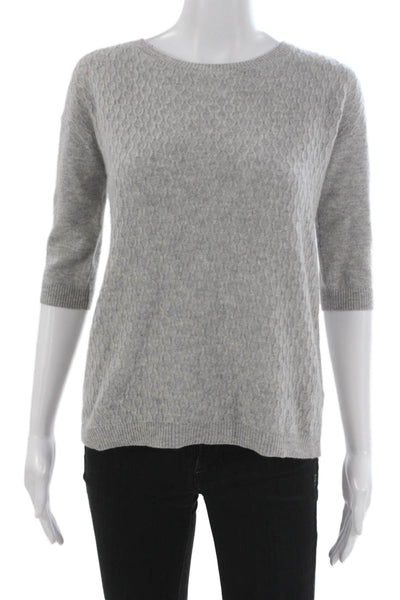 Kinross Cashmere Womens Pullover Sweater Gray Boat Neck 3/4 Sleeve Size XS
