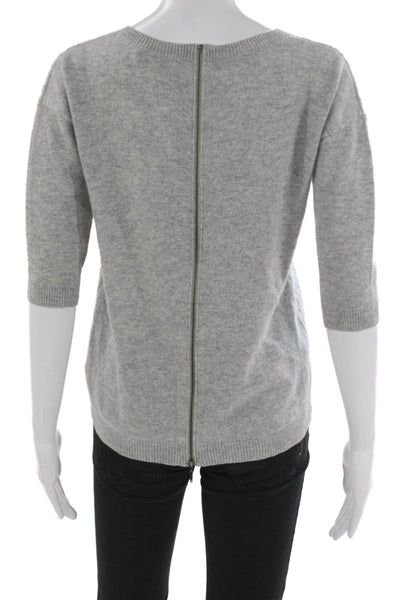 Kinross Cashmere Womens Pullover Sweater Gray Boat Neck 3/4 Sleeve Size XS