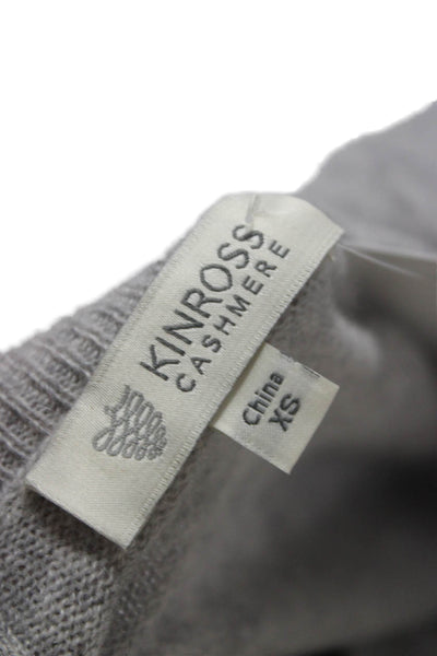 Kinross Cashmere Womens Pullover Sweater Gray Boat Neck 3/4 Sleeve Size XS