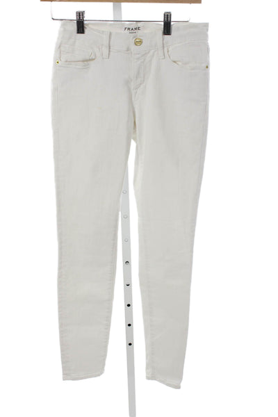 Frame Womens Skinny White High Rise Cotton Blend Jeans Size 27