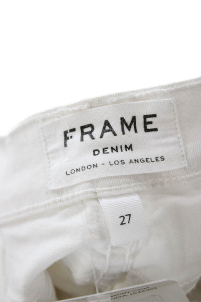 Frame Womens Skinny White High Rise Cotton Blend Jeans Size 27