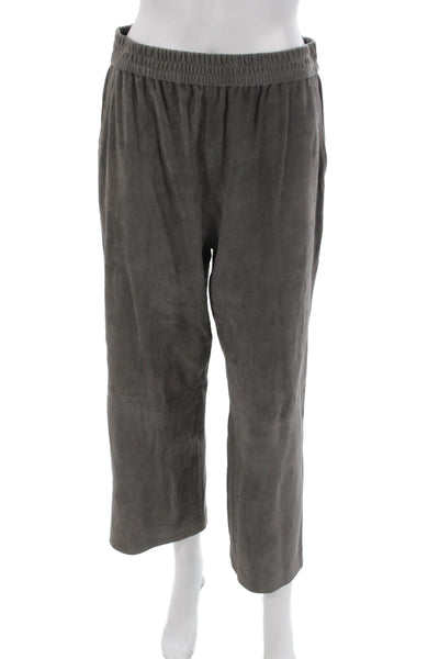 Sharis Women Velour Gray Pull On Sweatpants Size 42
