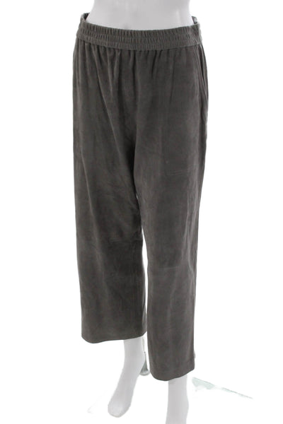 Sharis Women Velour Gray Pull On Sweatpants Size 42