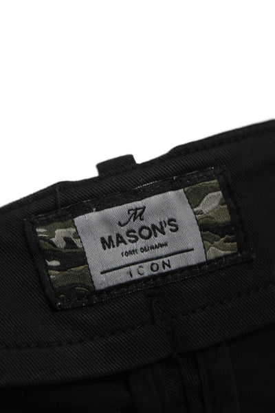 Masons Men Jogger Pants Black Cotton Button Size 40