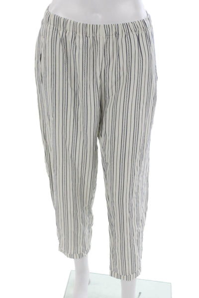 Felix Women Striped Collared Long Sleeve Cotton Outfit Set White Size One Size