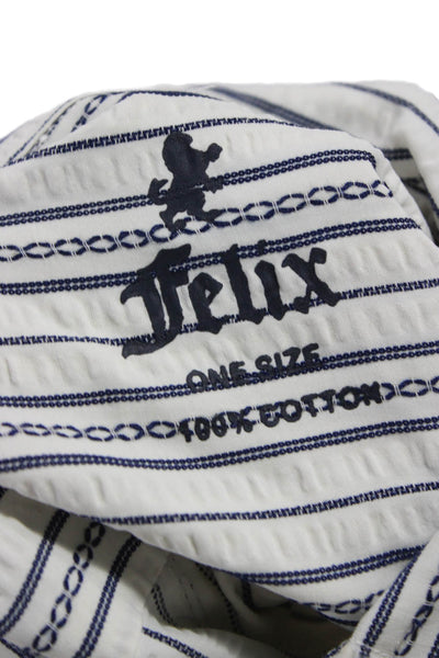 Felix Women Striped Collared Long Sleeve Cotton Outfit Set White Size One Size