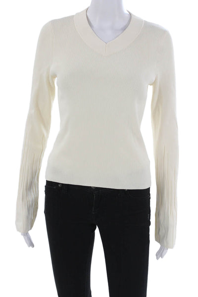 Rag & Bone Womens Pullover V-Neck Long Sleeve Sweater Ivory Size S