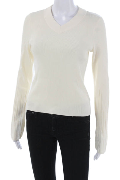 Rag & Bone Womens Pullover V-Neck Long Sleeve Sweater Ivory Size S