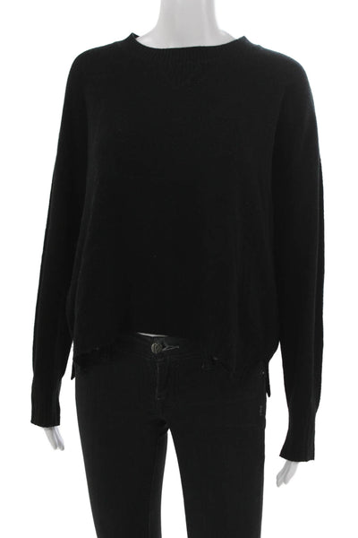 Minnie Rose Women Black Cashmere Pullover Sweater Crew Neck Long Sleeve Size L