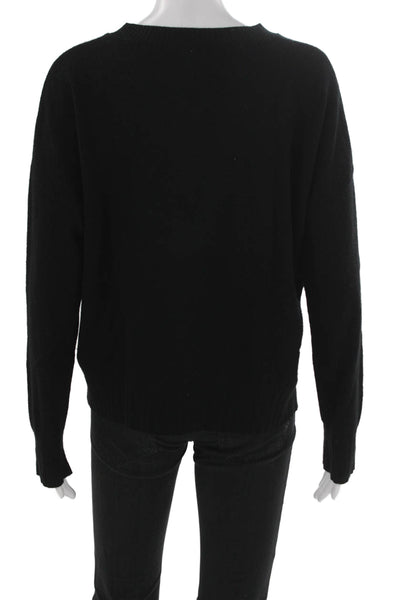 Minnie Rose Women Black Cashmere Pullover Sweater Crew Neck Long Sleeve Size L