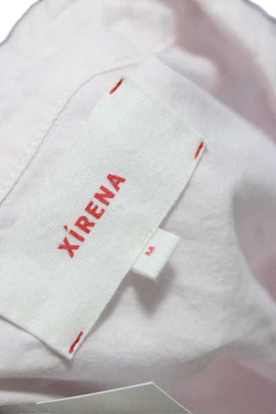 Xirena Women Tunic Button-Up Collared Short Sleeve Pink 100% Cotton Size M