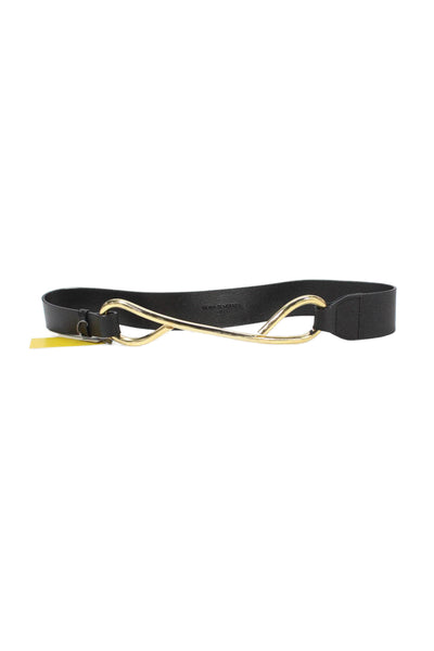 Silvia Tcherassi Womens Leather Gold Tone Belt Black Size Large