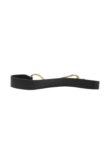 Silvia Tcherassi Womens Leather Gold Tone Belt Black Size Large