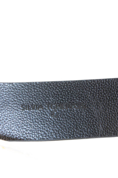 Silvia Tcherassi Womens Leather Gold Tone Belt Black Size Large