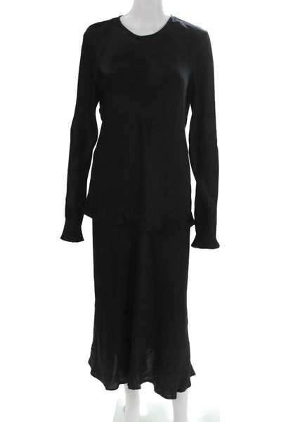Argent Womens Long Sleeves Bias Blouse A Lime Skirt Set Black Size Large