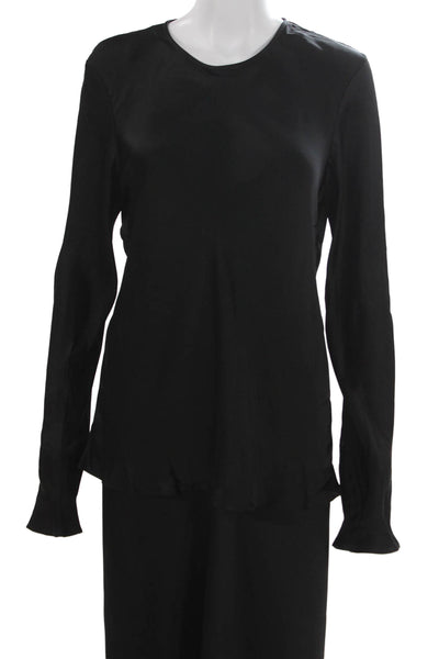 Argent Womens Long Sleeves Bias Blouse A Lime Skirt Set Black Size Large