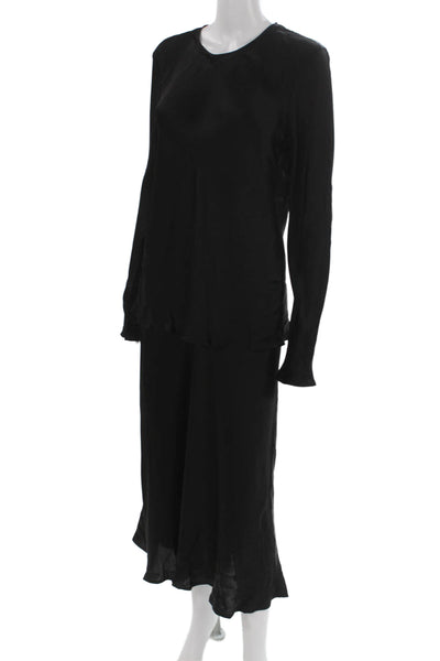 Argent Womens Long Sleeves Bias Blouse A Lime Skirt Set Black Size Large