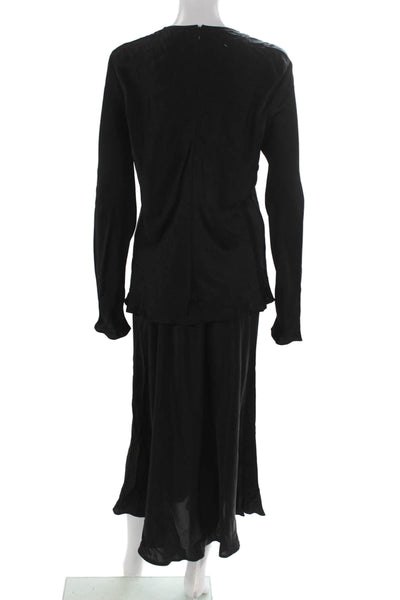 Argent Womens Long Sleeves Bias Blouse A Lime Skirt Set Black Size Large