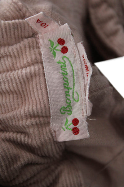 Bonpoint Girls Zipper Fly Straight Leg Corduroy Pants Pink Cotton Size 10