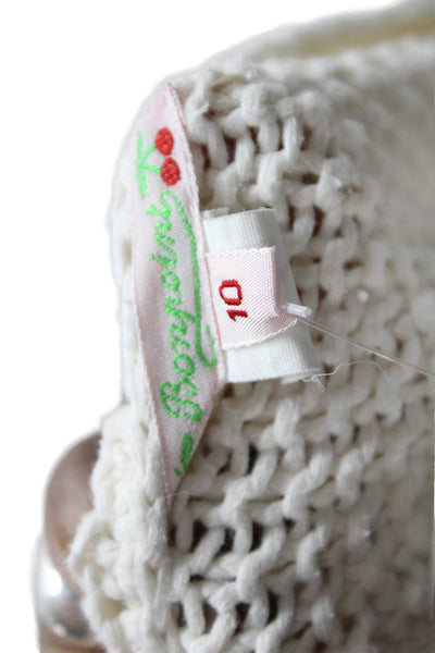 Bonpoint Girls Long Sleeve V Neck Crochet Knit Ombre Sweater White Gray Size 10