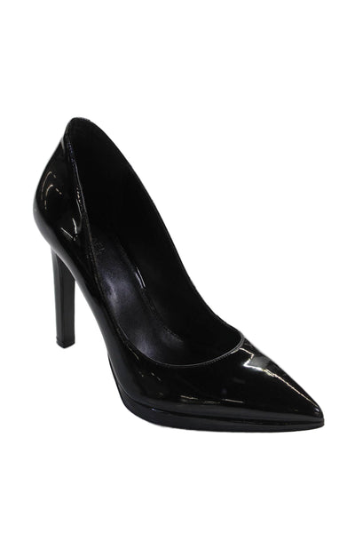 Michael Michael Kors Womens Block Heel Pointed Toe Pumps Black Leather Size 8