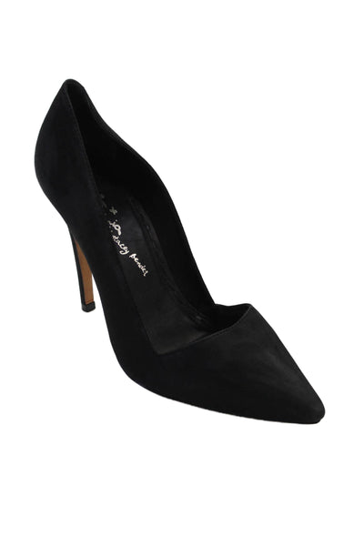 Alice + Olivia Womens Stiletto Pointed Toe Canvas Pumps Black Size 39