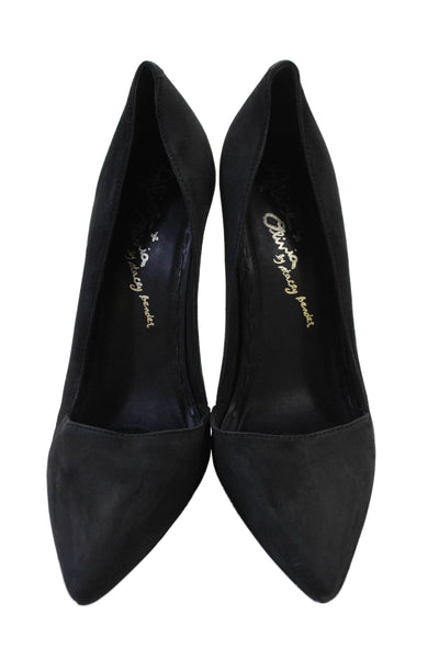 Alice + Olivia Womens Stiletto Pointed Toe Canvas Pumps Black Size 39