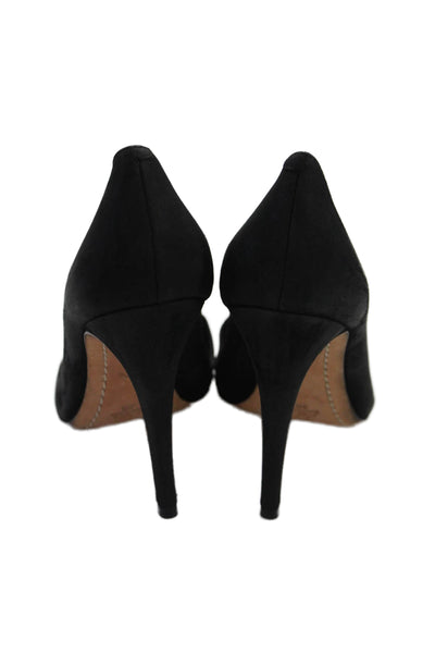 Alice + Olivia Womens Stiletto Pointed Toe Canvas Pumps Black Size 39