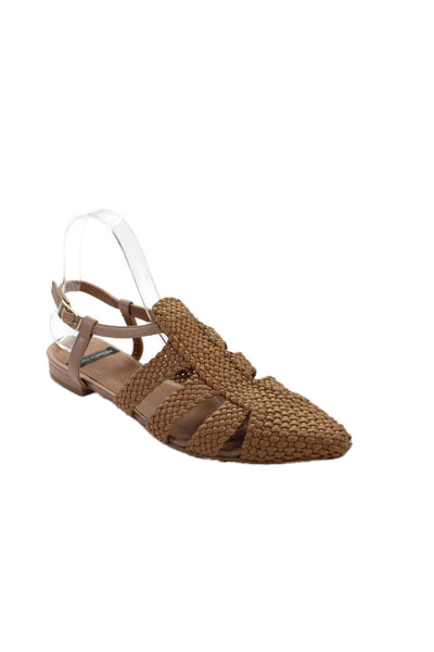 Angel Alarcon Womens Pointed Toe Caged Braided Leather Sandals Brown Size 39