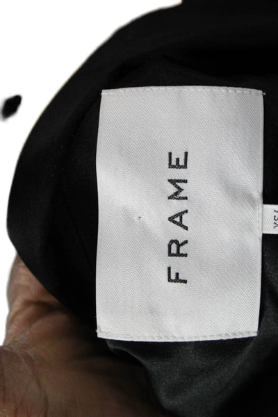 Frame Women Silk Collared Long Sleeve Button-Up Basic Black Size XS