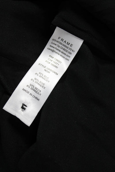 Frame Women Silk Collared Long Sleeve Button-Up Basic Black Size XS