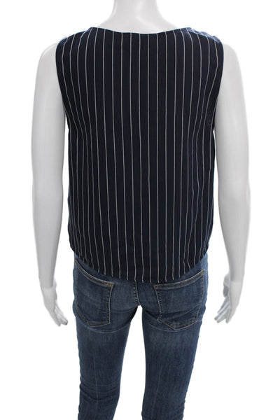Babaton Women Sleeveless Striped V Neck Blouse Blue Size S