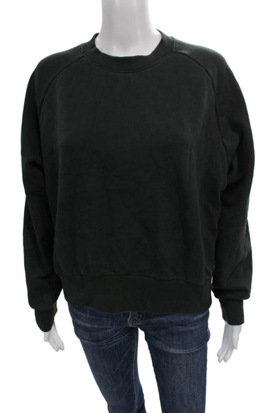 Athleta Women Pullover Sweatshirt Green Cotton Crew Neck Long Sleeve Size M