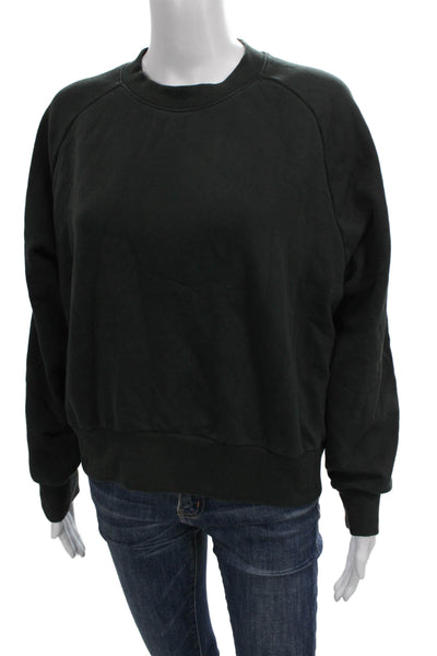 Athleta Women Pullover Sweatshirt Green Cotton Crew Neck Long Sleeve Size M