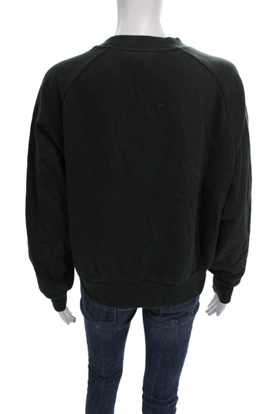 Athleta Women Pullover Sweatshirt Green Cotton Crew Neck Long Sleeve Size M