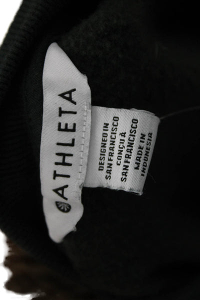 Athleta Women Pullover Sweatshirt Green Cotton Crew Neck Long Sleeve Size M