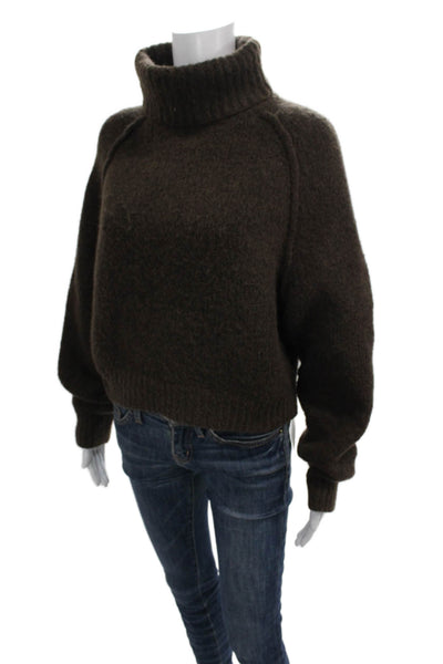 Zara Womens Brown Turtleneck Pullover Sweater Alpaca Blend Long Sleeve Size L