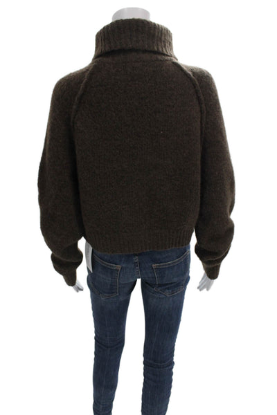 Zara Womens Brown Turtleneck Pullover Sweater Alpaca Blend Long Sleeve Size L